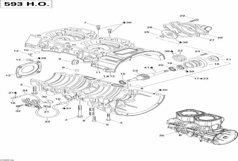  ski-doo  Summit 600 HO, 2005 - Crankcase, Water Pump And Oil Pump (593ho)