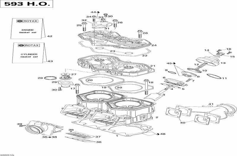  BRP  Summit 600 HO, 2005 - Cylinder, Exhaust Manifold And Reed Valve 593ho