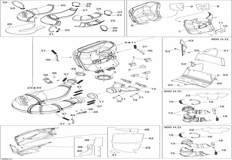 snowmobile Skidoo - Exhaust System, 600ho