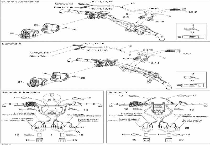 snowmobile Skidoo Summit 600 HO, 2005 - Steering Wiring Harness 600ho
