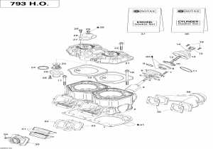 01- ,      793ho (01- Cylinder, Exhaust Manifold And Reed Valve 793ho)