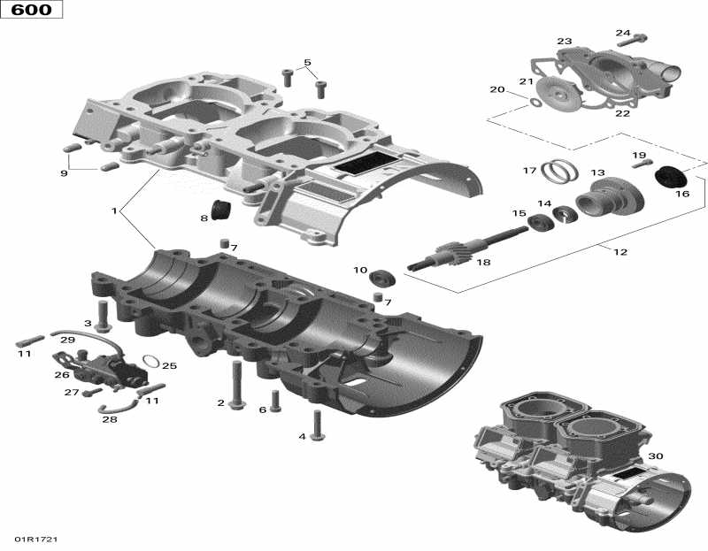 �������� Ski-doo MXZ 600 CARB, 2018 - Crankcase, Water Pump And Oil Pump 600 Carb