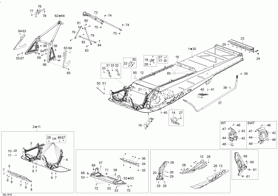 snowmobile  SKANDIC 550F, 2018 - Frame Skandic 550f
