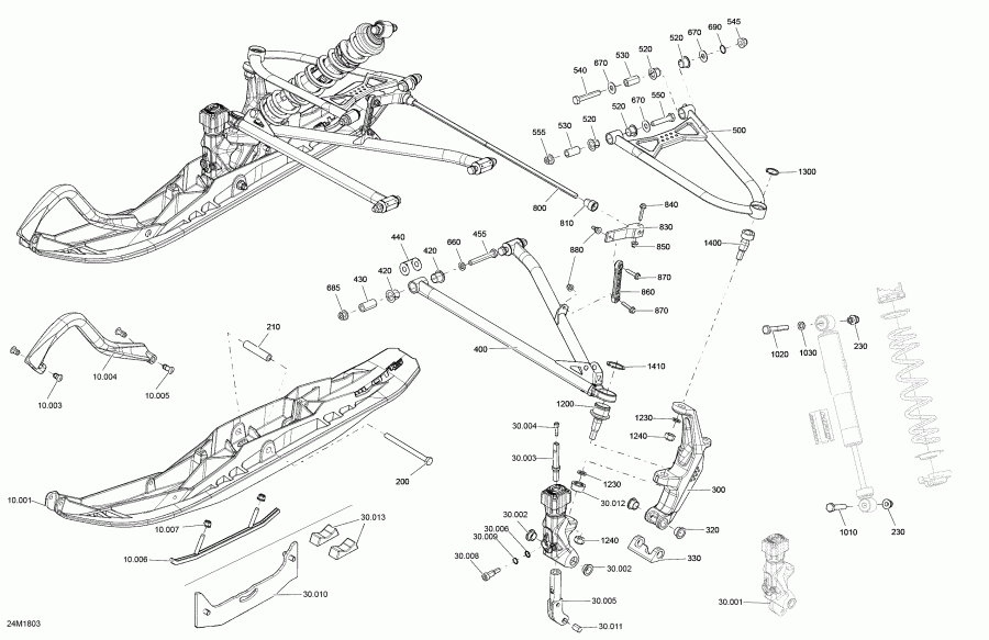  BRP SkiDoo MXZ 600HO E-TEC, 2018 - Front Suspension And Ski Mxz Package Tnt Except Engine 850 E-tec