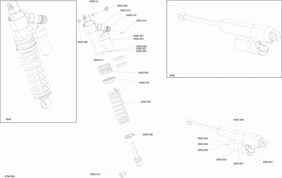    MXZ 600HO E-TEC, 2018 - Shocks Rear Mxz Package Xrs Iron Dog