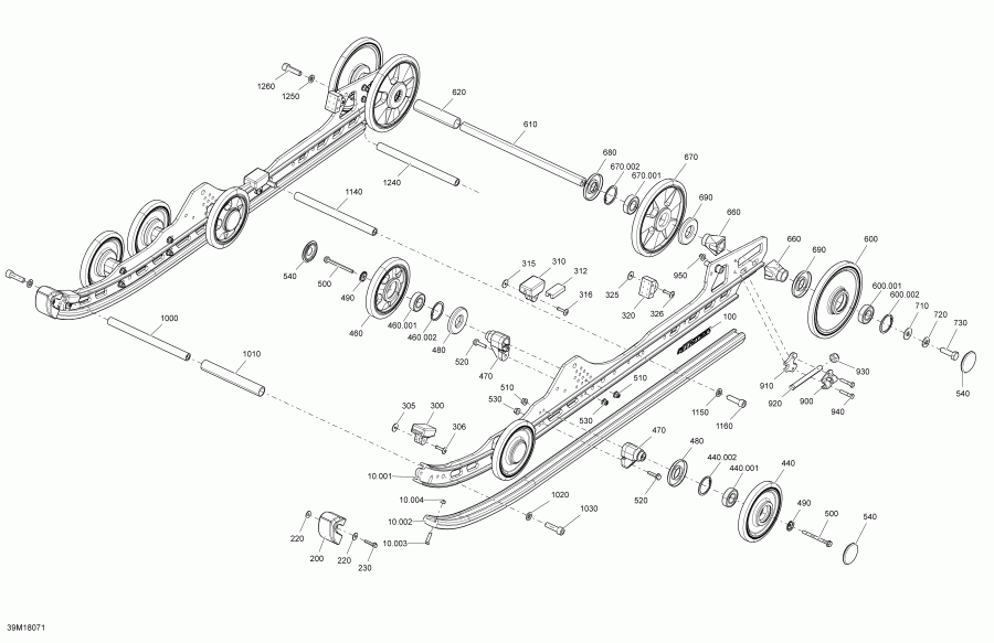  BRP SkiDoo  MXZ 600HO E-TEC, 2018 - Suspension Rear Mxz Package Tnt Inferior