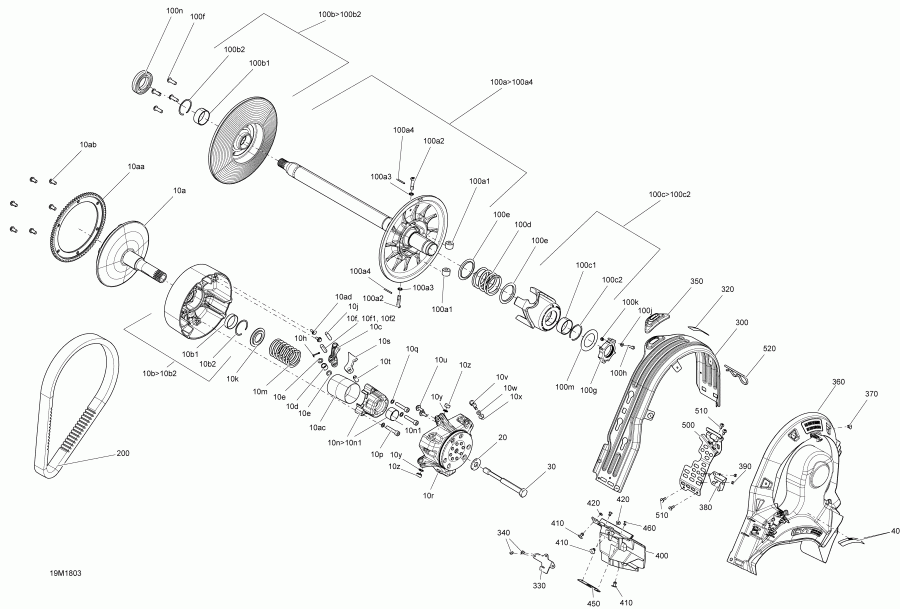 snowmobile Ski-doo - Pulley System Summit 600 Ho Etec