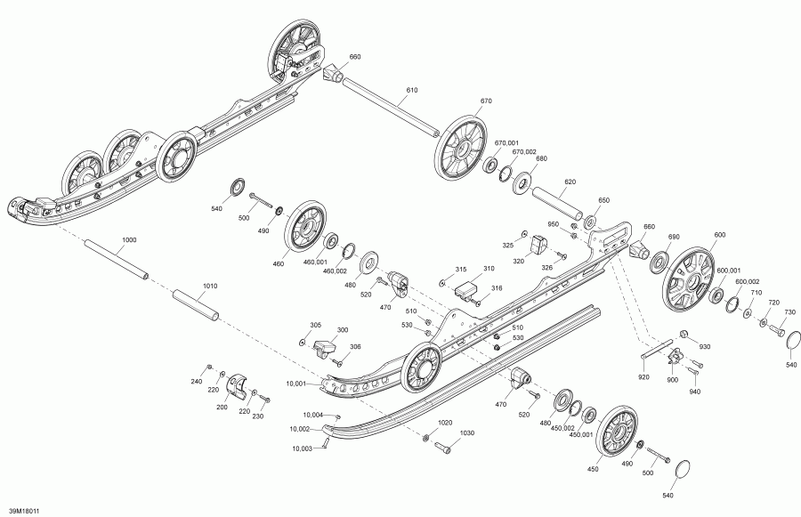 snowmobile Ski-doo - Suspension Rear Mxz  600 Ace Inferior