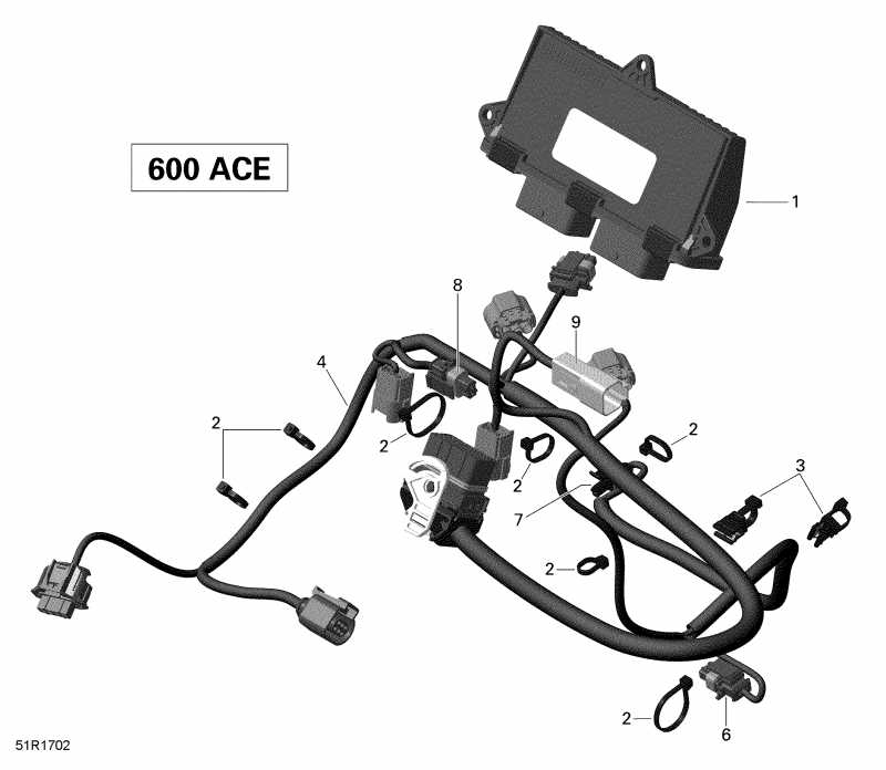  Ski Doo SKANDIC 600 ACE, 2018  - Engine Harness And Electronic Module 600 Ace