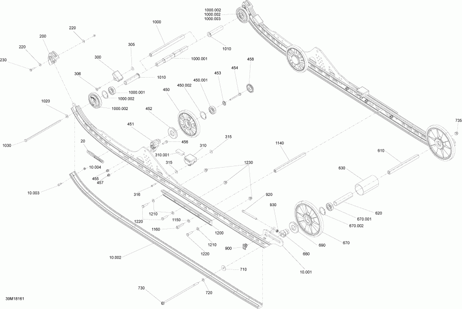  BRP SkiDoo SUMMIT 850 E-TEC, 2018  - Suspension Rear Summit Engine 850 E-tec 154, 165, 175 Inferior