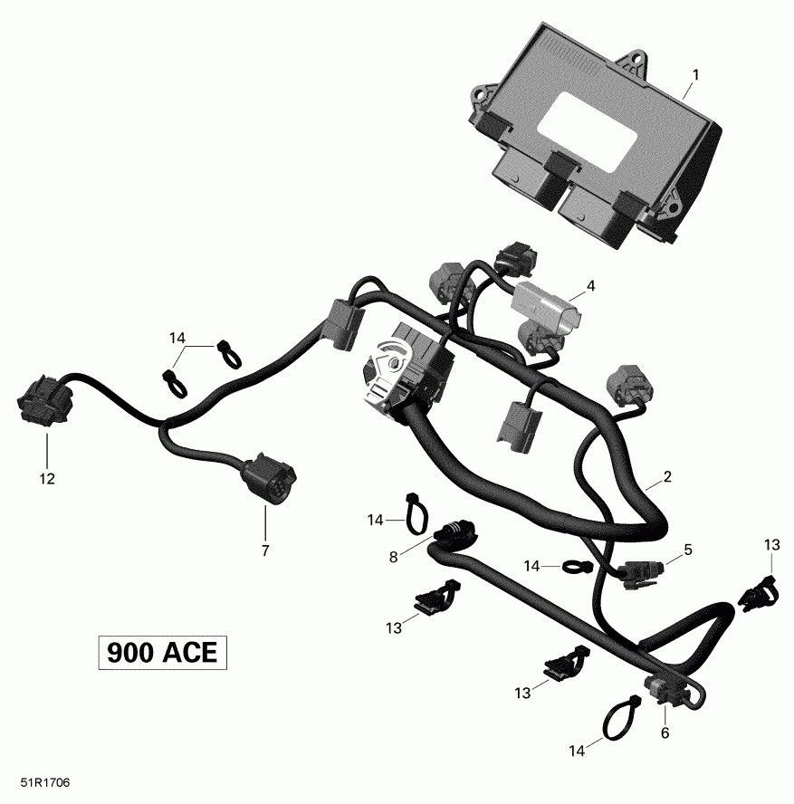 snowmobile BRP  EXPEDITION LE/SE 900 ACE, 2018 - Engine Harness And Electronic Module 900 Ace