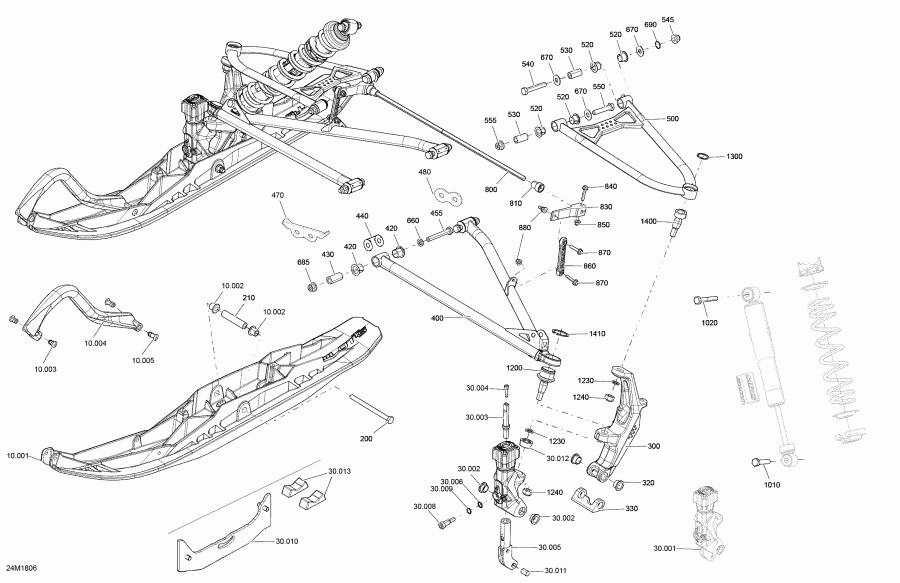 snowmobile Skidoo MXZ 850 E-TEC, 2018 - Front Suspension And Ski Mxz Engine 850 E-tec Package Xrs Qas