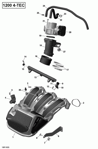 Skidoo EXPEDITION LE/SE 1200 4-TEC, 2018 - Air Intake Manifold And Throttle Body 1200itc 4-tec