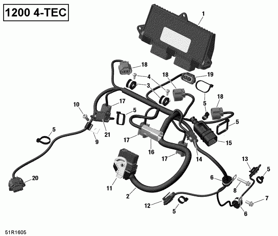 snowmobile Skidoo EXPEDITION LE/SE 1200 4-TEC, 2018  - Engine Harness And Electronic Module 1200itc 4-tec