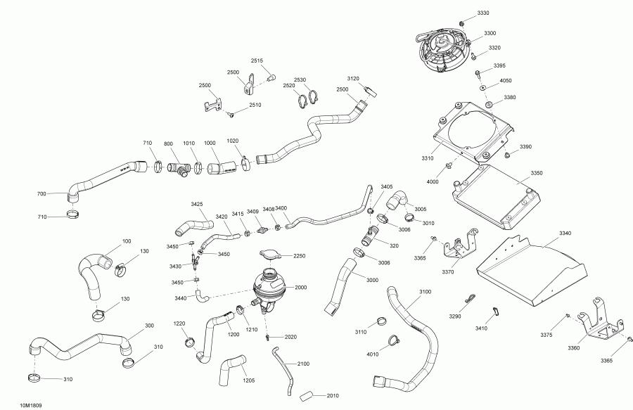 snowmobile  RENEGADE 1200 4-TEC, 2018 - Cooling Engine 1200 4-tec All Package