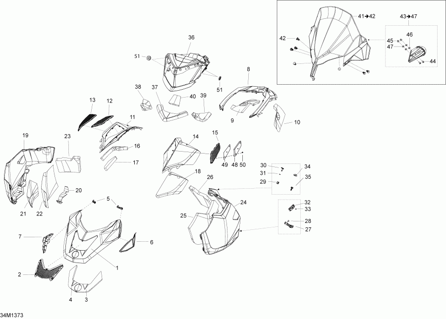 snowmobile ski-doo - Hood, Windshield And Console