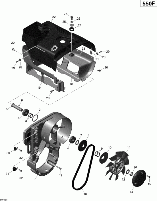 Skidoo EXPEDITION SPORT 550F XP, 2013  - Fan And Cylinder Cowls