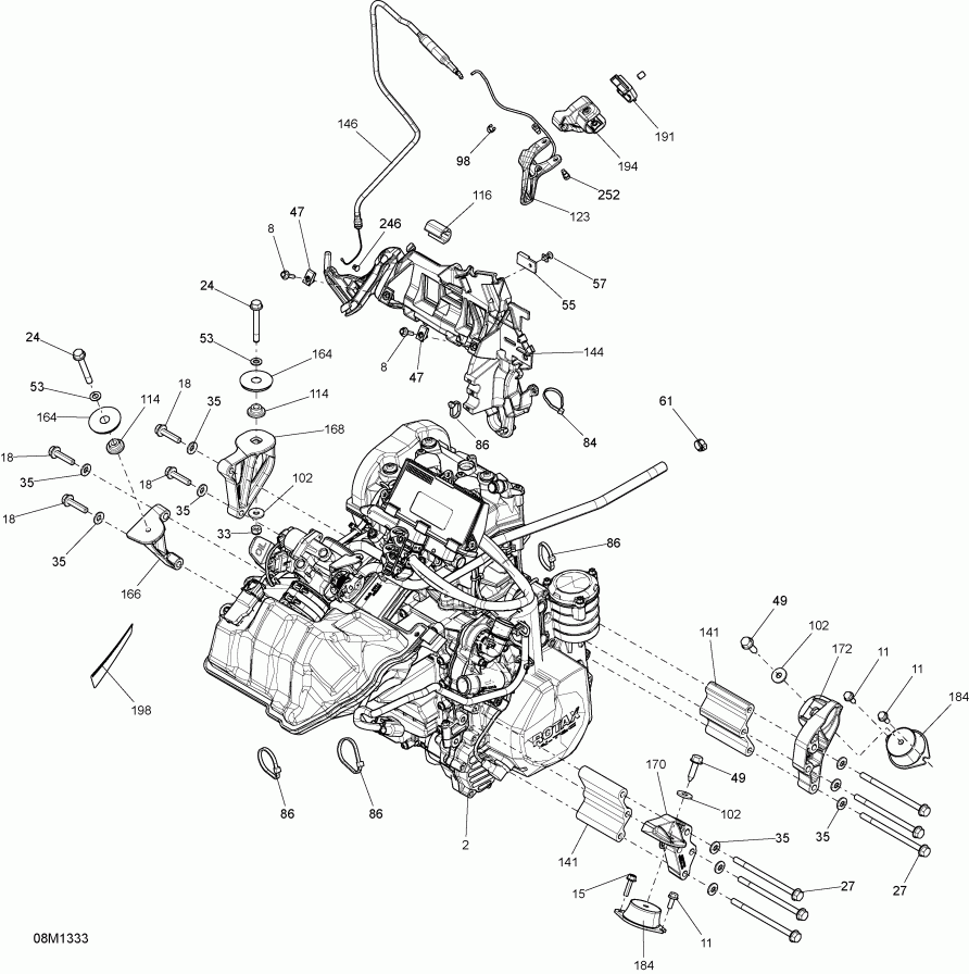 Skidoo EXPEDITION SPORT 600 ACE (4-TEMPS) XP, 2013 - Engine And Engine Support