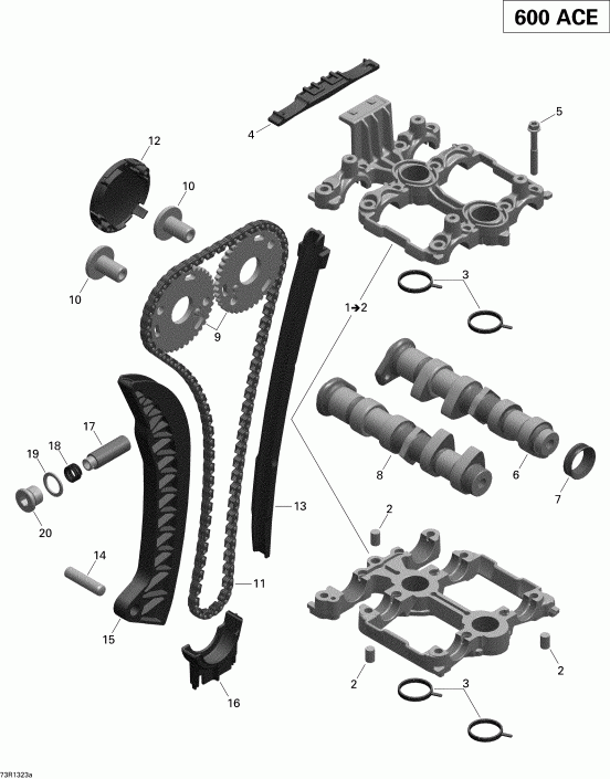 snowmobile SkiDoo EXPEDITION SPORT 600 ACE (4-TEMPS) XP, 2013 - Valve Train