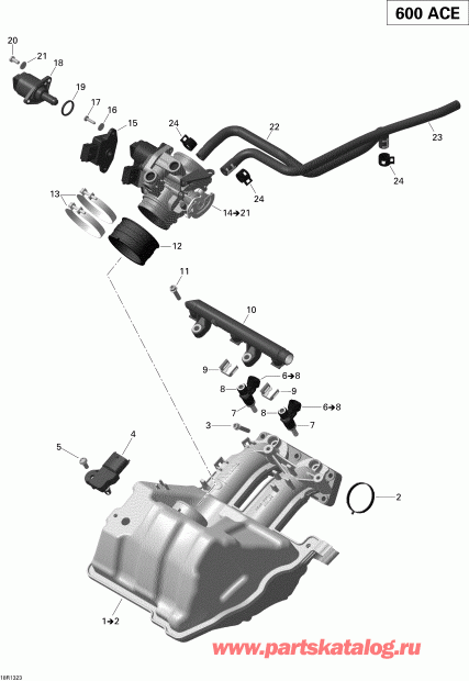 BRP SkiDoo  EXPEDITION SPORT 600 ACE (4-TEMPS) XP, 2013 - Air Intake Manifold And Throttle Body