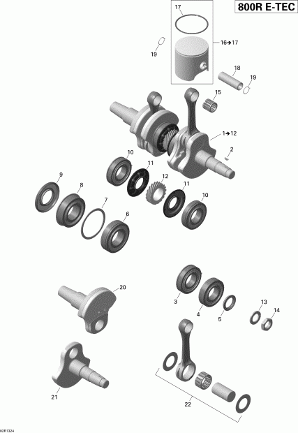  FREERIDE 154R, 800RE XP, 2013 - Crankshaft And Pistons