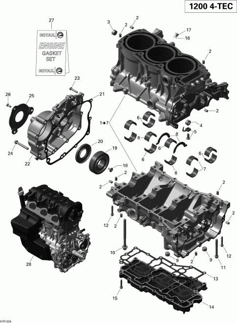 snowmobile BRP SkiDoo GRAND TOURING LE & SE 1200 XR, 2013  - Engine Block