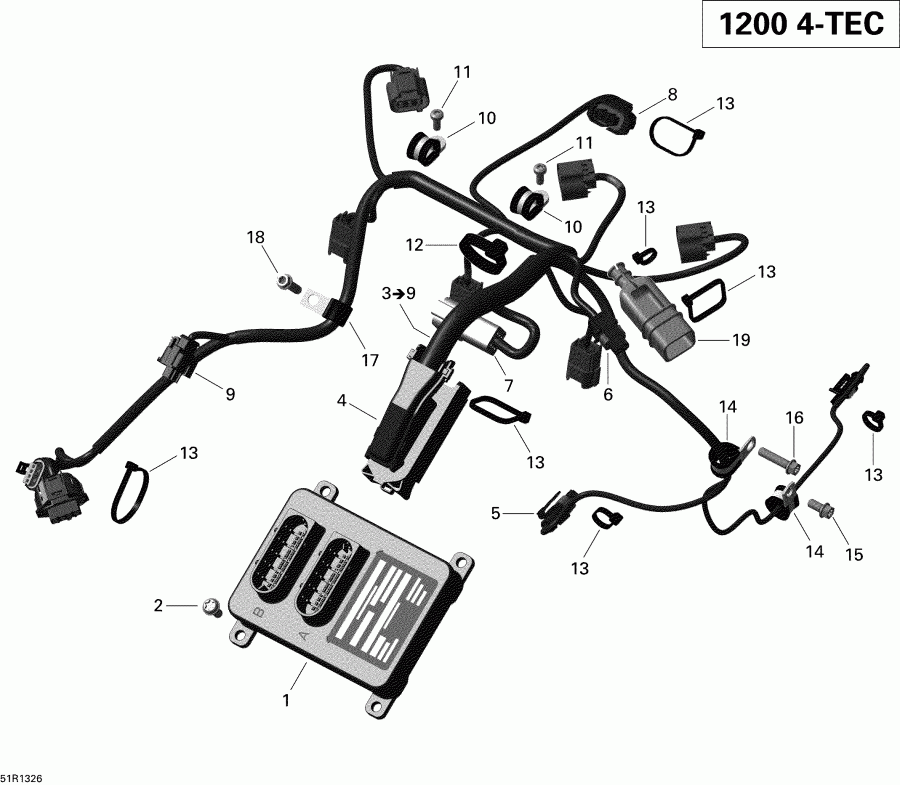 �������� SKIDOO ����������� GRAND TOURING LE & SE 1200 XR, 2013 - ��������� ���� �������� � Electronic Module