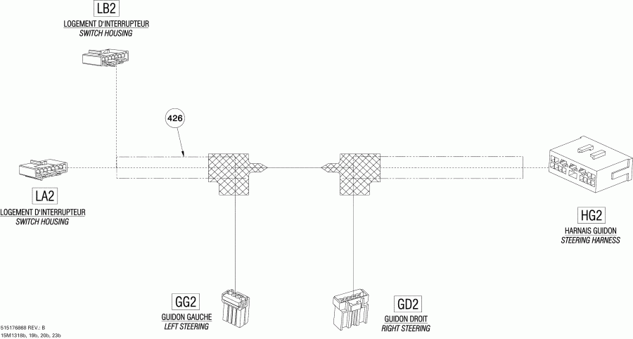 Ski Doo GRAND TOURING LE & SE 1200 XR, 2013  - Steering Wiring Harness