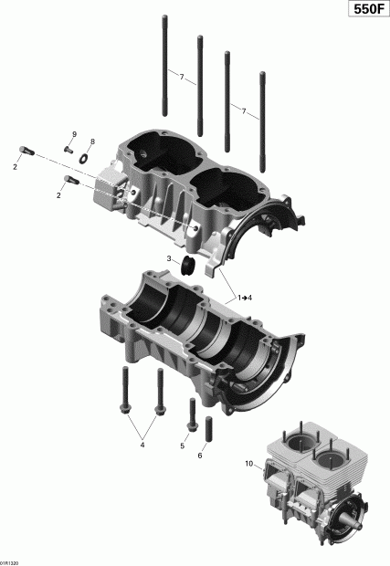 Ski Doo  GRAND TOURING SPORT 550F XP, 2013 - Crankcase