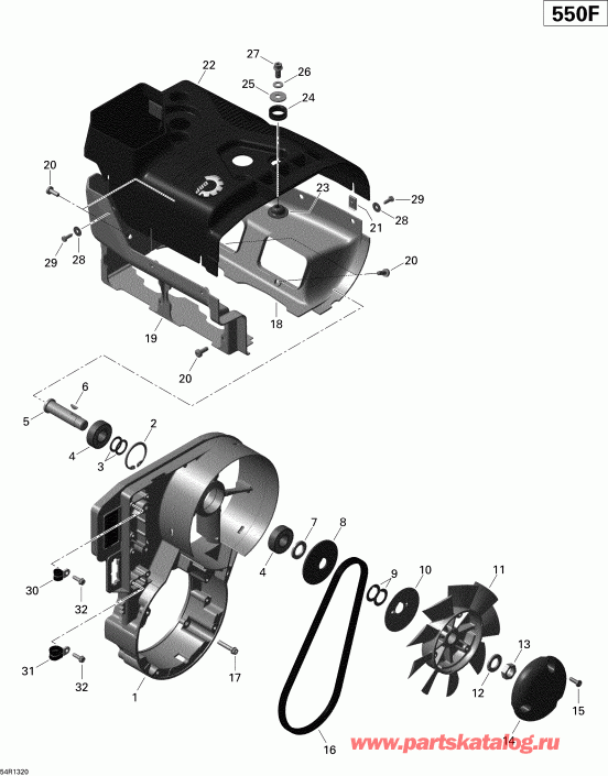  Skidoo GRAND TOURING SPORT 550F XP, 2013 - Fan And Cylinder Cowls