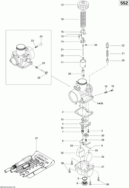 snowmobile Skidoo GRAND TOURING SPORT 550F XP, 2013 ������ - Carburetor