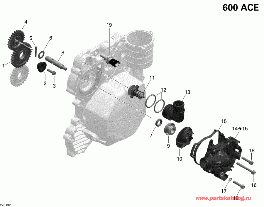 snowmobile SKIDOO GRAND TOURING SPORT 600 ACE (4-TEMPS) XP, 2013 - Engine Cooling