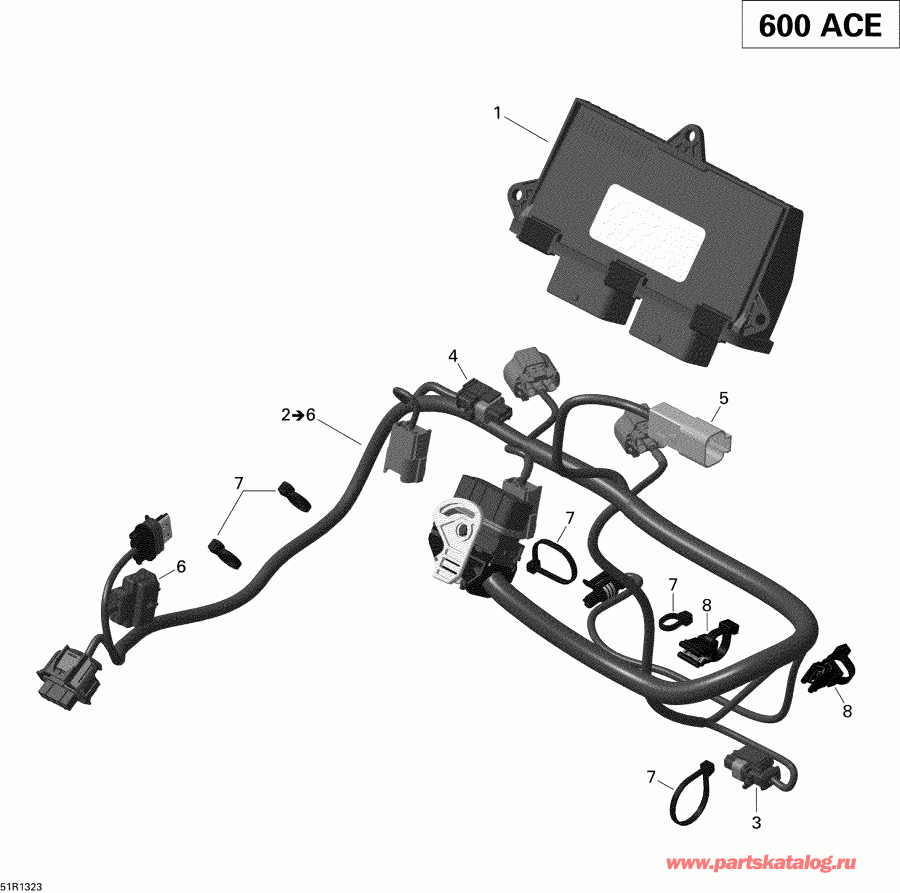 snowmobile   GRAND TOURING SPORT 600 ACE (4-TEMPS) XP, 2013 - Engine Harness And Electronic Module