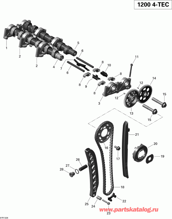 snowmobile Skidoo  GSX LE & SE 1200 XR, 2013 - Camshafts And Timing Chain