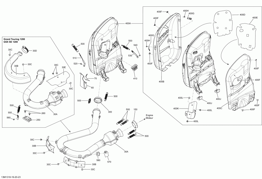  Ski Doo GSX LE & SE 1200 XR, 2013 - Exhaust System