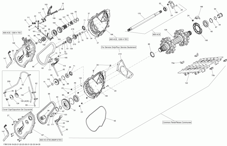 snowmobile SkiDoo GSX SE 800RE XR, 2013 - Drive System