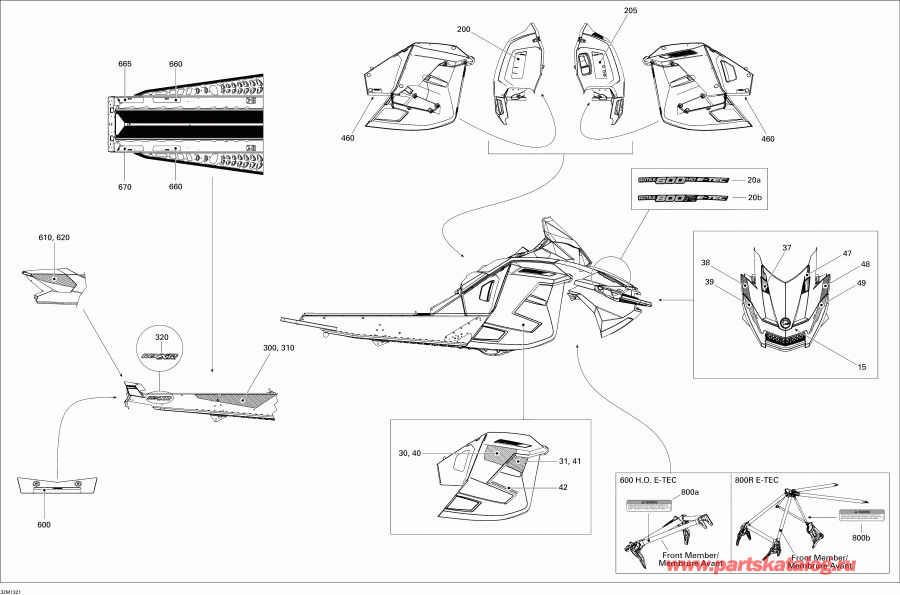 snowmobile ski-doo GSX SE 800RE XR, 2013  - Decals 800retec
