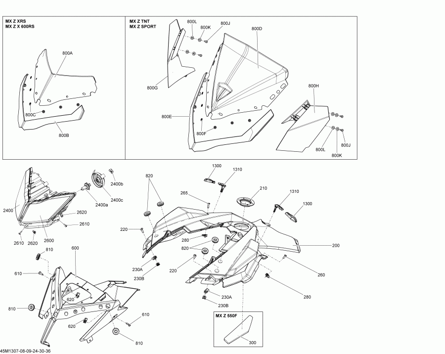 snowmobile BRP ������ MXZ SPORT 550F XP, 2013 - �������� ������ � Console
