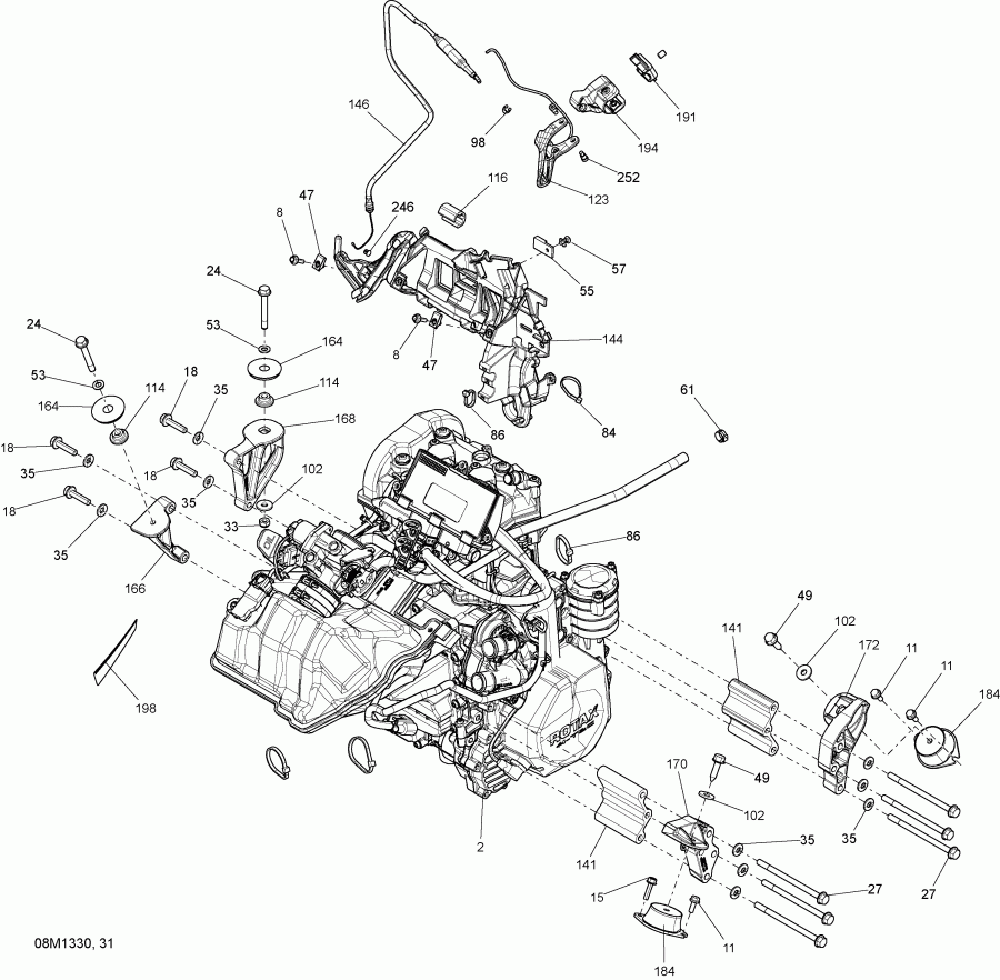 snowmobile SkiDoo - Engine And Engine Support