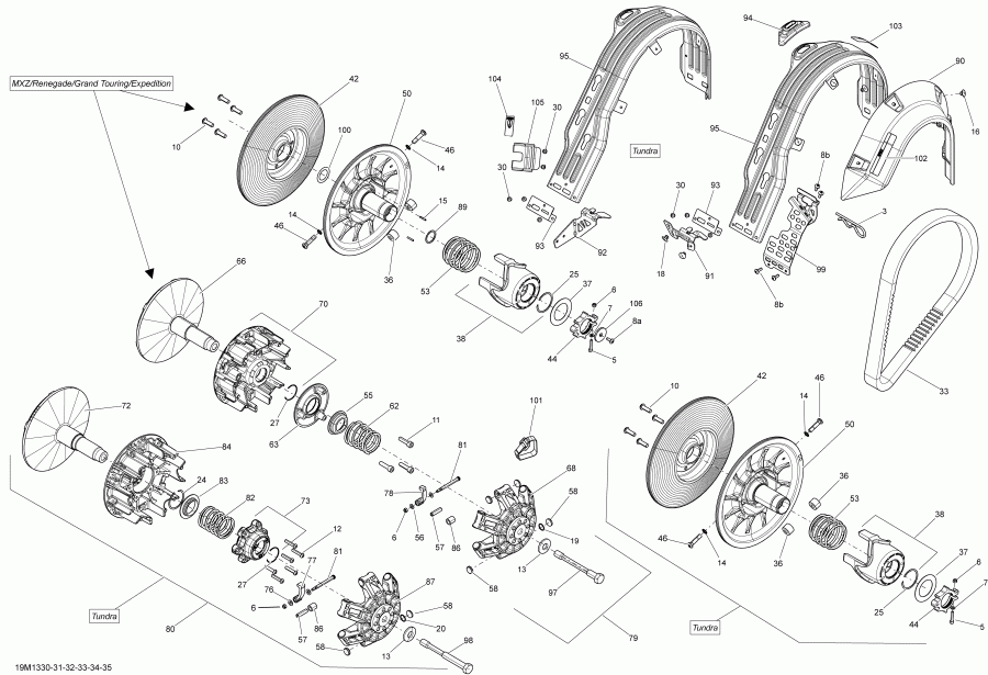 snowmobile ski-doo MXZ SPORT 600 ACE (4-TEMPS) XP, 2013  - Pulley System