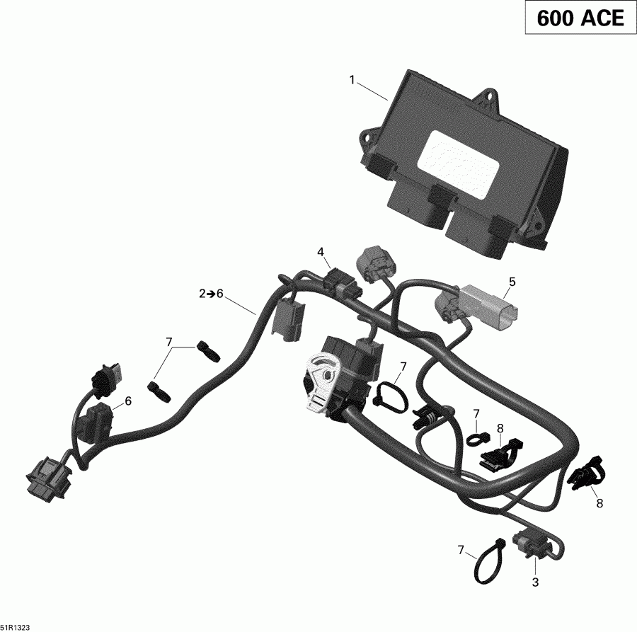 Skidoo MXZ SPORT 600 ACE (4-TEMPS) XP, 2013  - Engine Harness And Electronic Module