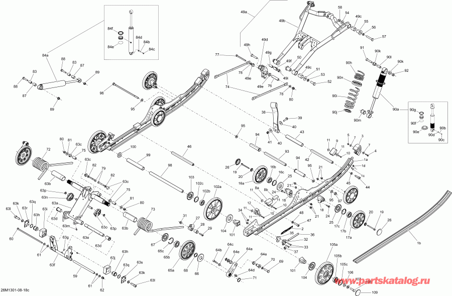 snowmobile BRP MXZ TNT 800RETEC XS, 2013 - Rear Suspension
