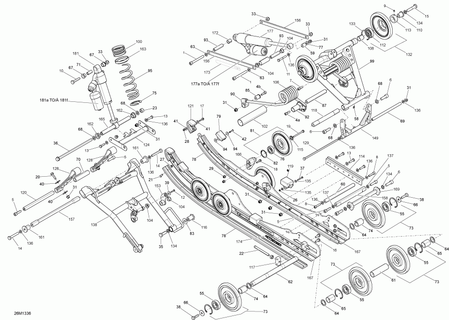 snowmobile Skidoo MXZ X 600RS XP, 2013  - Rear Suspension