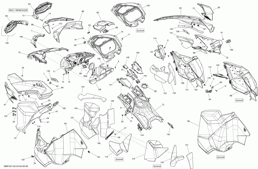 �������� Skidoo MXZ X 800RE XS, 2013 ������ - Hood, Windshield And Console