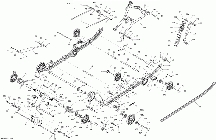 snowmobile SKIDOO RENEGADE BACK COUNTRY 600HOE, 2013  - Rear Suspension