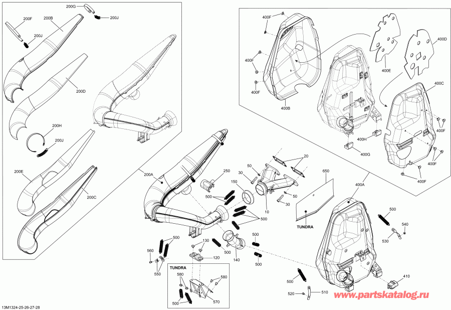 snowmobile  RENEGADE SPORT 550F XP, 2013 - Exhaust System