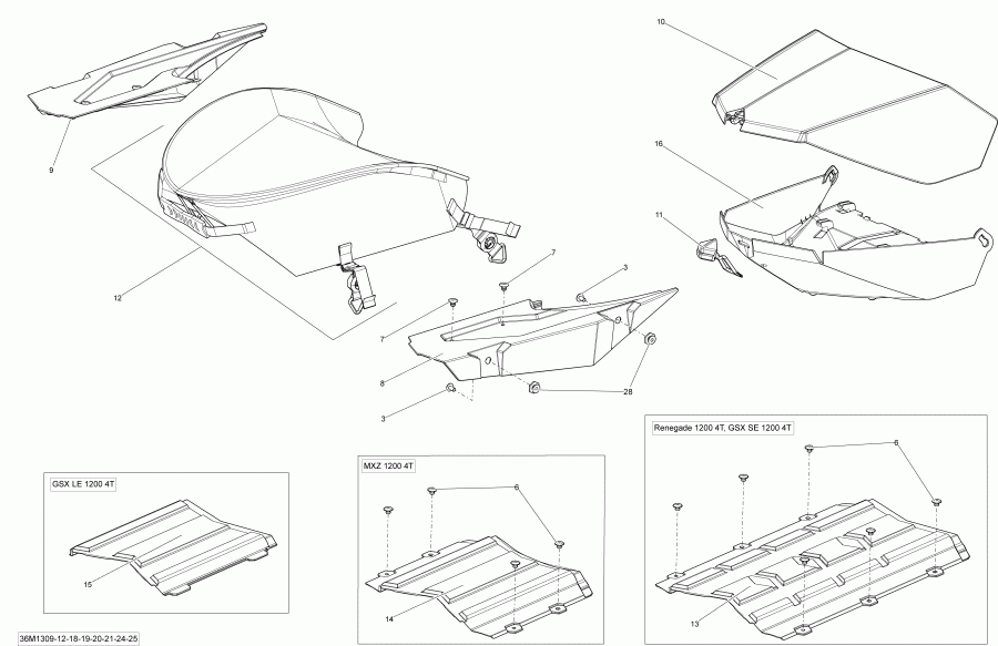 snowmobile Skidoo RENEGADE SPORT 550F XP, 2013 - Luggage Rack