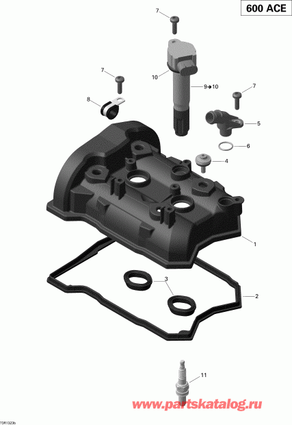 snowmobile ski-doo RENEGADE SPORT 600 ACE (4 TEMPS) XP, 2013 - Valve Cover