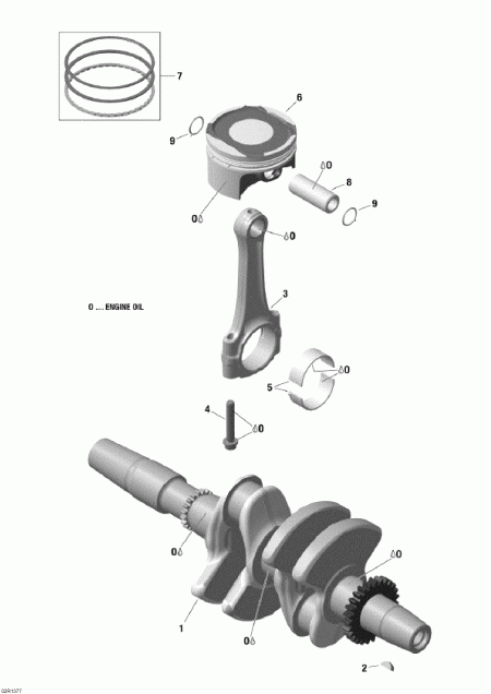  Ski-doo Skandic SWT 600 ACE (4-strokes) XU, 2013 - Crankshaft And Pistons