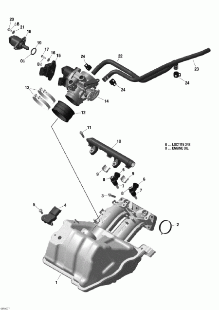 snowmobile BRP Skandic SWT 600 ACE (4-strokes) XU, 2013 - Air Intake Manifold And Throttle Body